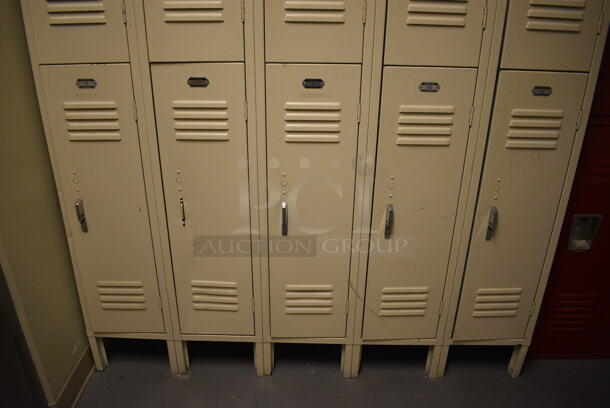 Tan Metal 10 Cubby Locker. 60x18x78. (north basement hallway) - Image 5 of 6