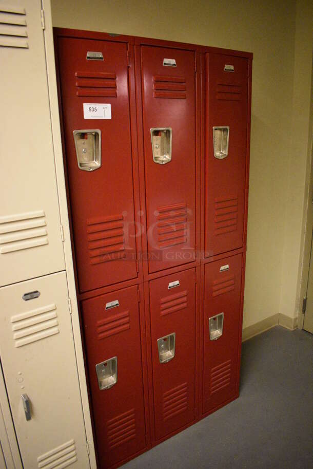 Red Metal 6 Cubby Locker. 36x15x72. (north basement hallway) - Image 3 of 4