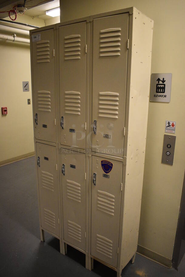 Tan Metal 6 Cubby Locker. 36x12x78. (north basement hallway) - Image 2 of 4