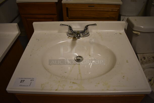 Bathroom Sink w/ Faucet, Handles and 2 Wood Pattern Doors. 25x19x34. (room 102) - Image 3 of 6