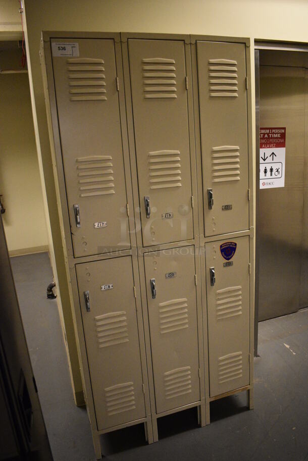 Tan Metal 6 Cubby Locker. 36x12x78. (north basement hallway) - Image 3 of 4