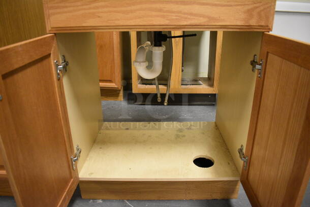Bathroom Sink w/ Faucet, Handles and 2 Wood Pattern Doors. 25x19x34. (room 102) - Image 5 of 6