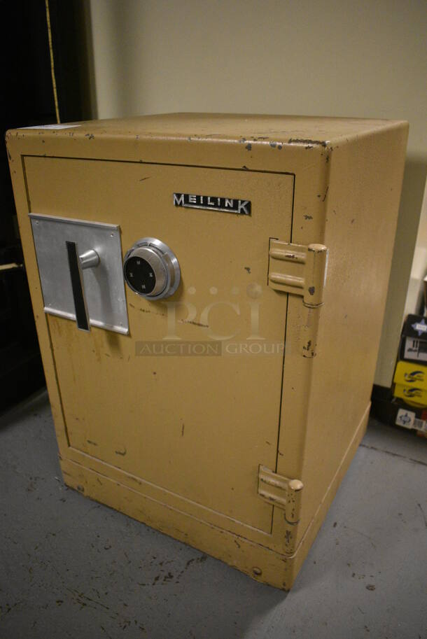 Meilink Tan Metal Single Compartment Safe. Does Not Have Combination. BUYER MUST REMOVE: Give Yourself Ample Time To Remove This Item on Pick Up Day. 22x22x31. (south basement 012) - Image 2 of 7