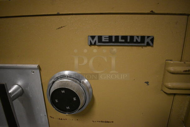 Meilink Tan Metal Single Compartment Safe. Does Not Have Combination. BUYER MUST REMOVE: Give Yourself Ample Time To Remove This Item on Pick Up Day. 22x22x31. (south basement 012) - Image 3 of 7