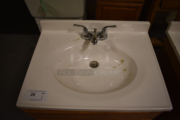 Bathroom Sink w/ Faucet, Handles and 2 Wood Pattern Doors. 25x19x34. (room 102) - Image 3 of 6