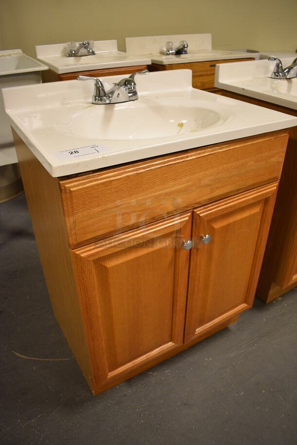 Bathroom Sink w/ Faucet, Handles and 2 Wood Pattern Doors. 25x19x34. (room 102) - Image 4 of 6