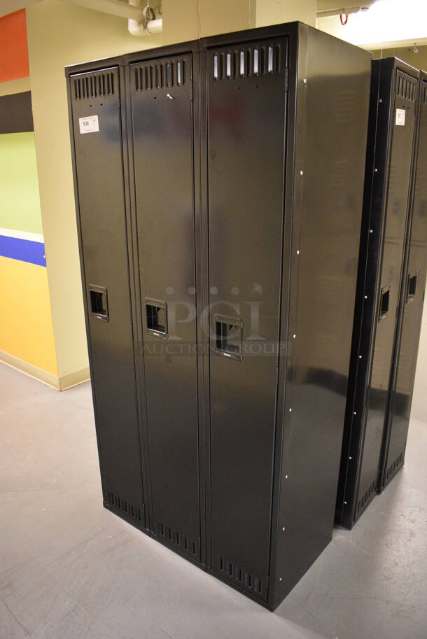 Black Metal 3 Cubby Locker. 36x18x72. (north basement hallway) - Image 2 of 5