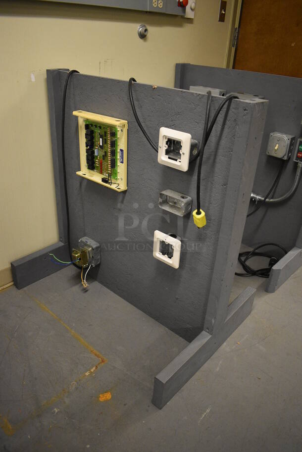 2 Gray Wooden Stands w/ Various Electrical Boxes. 36x24x36. 2 Times Your Bid! (north basement 004) - Image 2 of 5