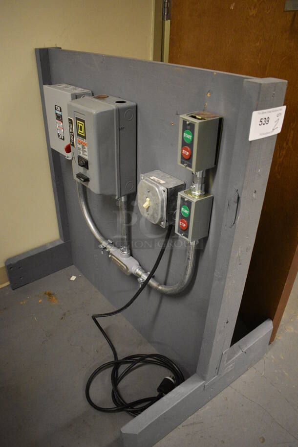 2 Gray Wooden Stands w/ Various Electrical Boxes. 36x24x36. 2 Times Your Bid! (north basement 004) - Image 4 of 5