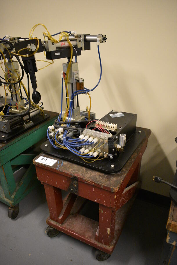Lab-Volt Metal Countertop Robot Arm on Wooden Cart w/ Commercial Casters. 18x24x46. (south basement 021D) - Image 2 of 6