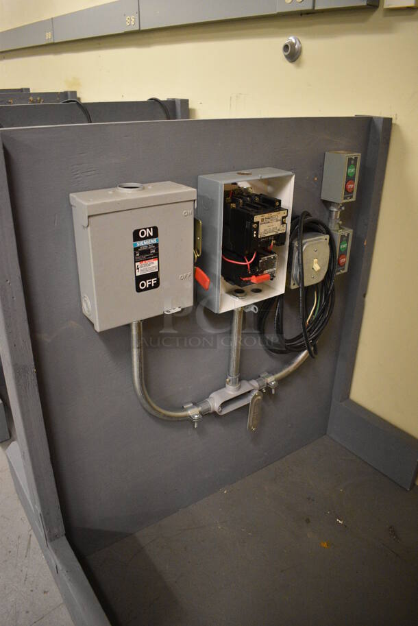 2 Gray Wooden Stands w/ Various Electrical Boxes. 36x24x36. 2 Times Your Bid! (north basement 004) - Image 5 of 5