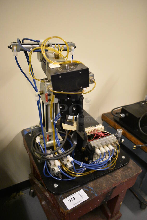 Lab-Volt Metal Countertop Robot Arm on Wooden Cart w/ Commercial Casters. 18x24x46. (south basement 021D) - Image 6 of 6