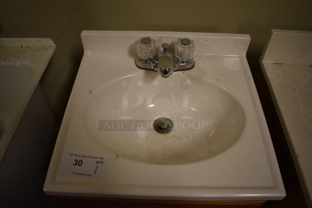 Bathroom Sink w/ Faucet, Handles. and Wood Pattern Door. 19x17x34. (room 102) - Image 5 of 5