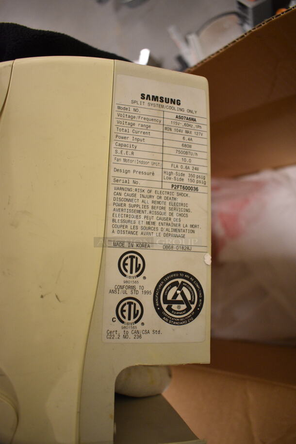 IN ORIGINAL BOX! Samsung Model AS07A6MA Split System Air Conditioning Unit. 115 Volts, 1 Phase. 30x9x7. (north basement 004) - Image 5 of 5