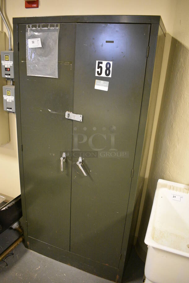 Green Metal 2 Door Cabinet. 35x19x72. (room 102) - Image 2 of 5