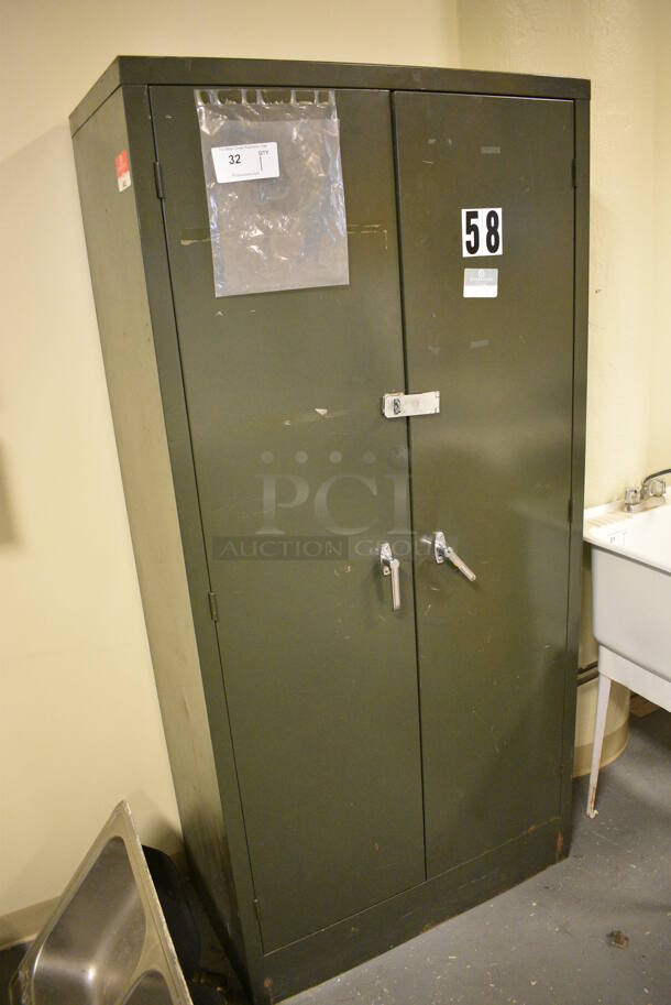 Green Metal 2 Door Cabinet. 35x19x72. (room 102) - Image 3 of 5