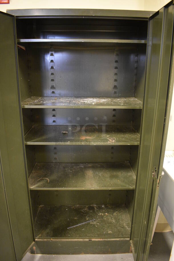 Green Metal 2 Door Cabinet. 35x19x72. (room 102) - Image 4 of 5