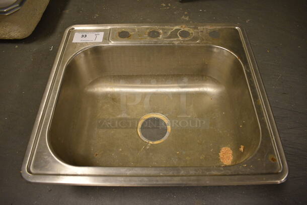 Metal Single Bay Drop In Sink. 25x22x7.5. (room 102) - Image 1 of 3