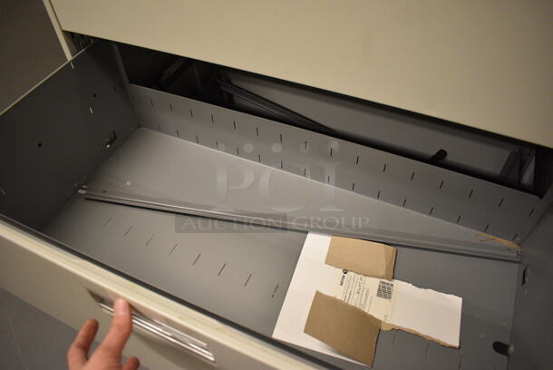 Tan Metal 4 Drawer Filing Cabinet. 36x19x53. (south basement hallway by 022) - Image 5 of 6