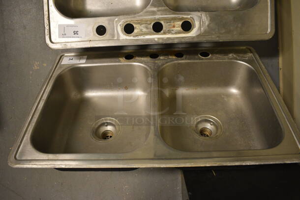 Metal Two Bay Drop In Sink. 33x22x6.5. (room 102)