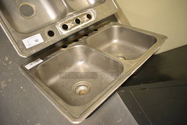 Metal Two Bay Drop In Sink. 33x22x6.5. (room 102) - Image 2 of 5