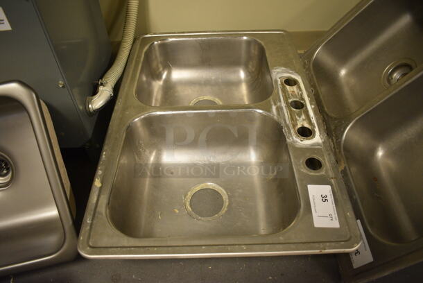 Metal Two Bay Drop In Sink. 33x22x6.5. (room 102)