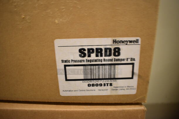 2 BRAND NEW IN BOX! Honeywel SPRD8 Static Pressure Regulating Round Damper. 8x8x10. 2 Times Your Bid! (north basement 004) - Image 3 of 4