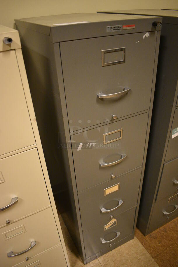 Gray Metal 4 Drawer Filing Cabinet. 15x24x52. (room 108a) - Image 2 of 6