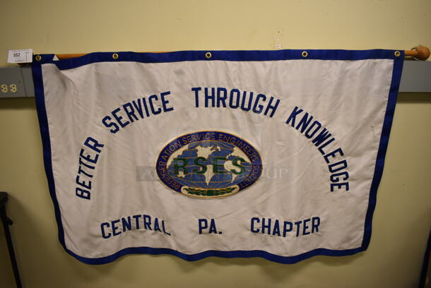 Better Service Through Knowledge Flag. 62x1x36. (north basement 004)