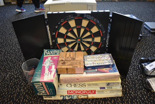 ALL ONE MONEY! Lot of Various Items Including Dart Board, Chess and Monopoly! (room 204)