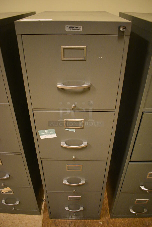 Gray Metal 4 Drawer Filing Cabinet. 15x24x52. (room 108a) - Image 1 of 7
