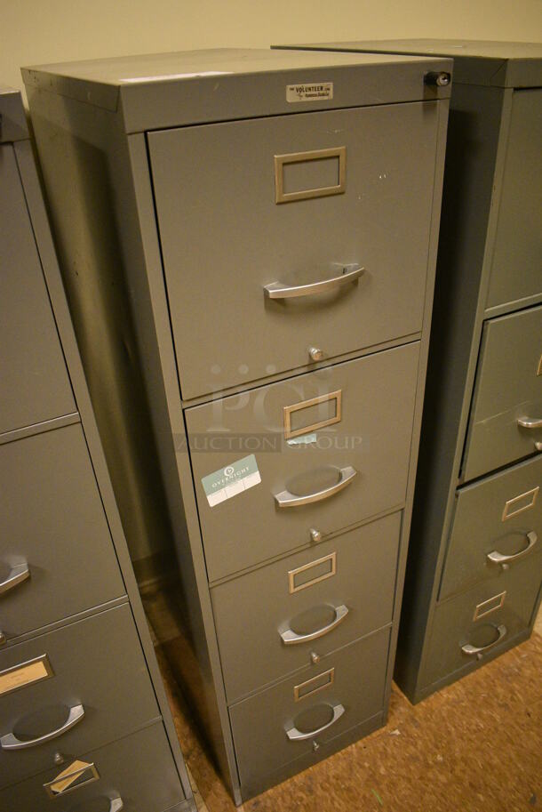 Gray Metal 4 Drawer Filing Cabinet. 15x24x52. (room 108a) - Image 3 of 7