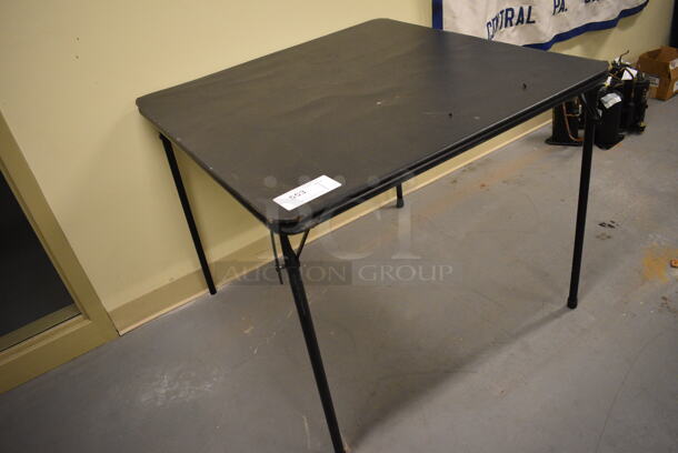 Black Metal Folding Card Table. 33.5x33.5x28. (north basement 004) - Image 2 of 3