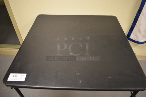 Black Metal Folding Card Table. 33.5x33.5x28. (north basement 004) - Image 3 of 3