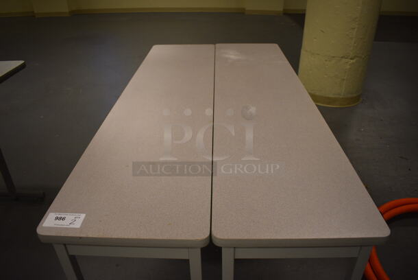 2 Gray Tables. 71.5x17.5x29. (south basement 017) - Image 2 of 3