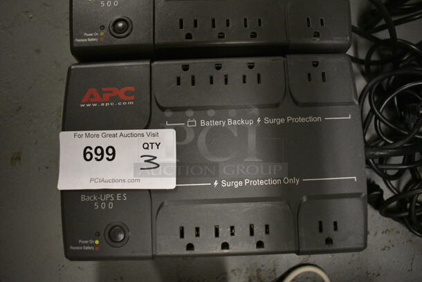 3 APC Back UPS ES 500 Uninterruptible Power Supply. 7x10.5x3.5. 3 Times Your Bid! (south basement 012) - Image 3 of 3