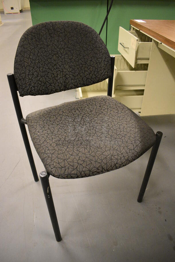 Tan Metal Desk w/ 5 Drawers and Wood Pattern Desk Top. Comes w/ Black Chair. 60x30x29, 19x17x32. (south basement 017) - Image 5 of 5
