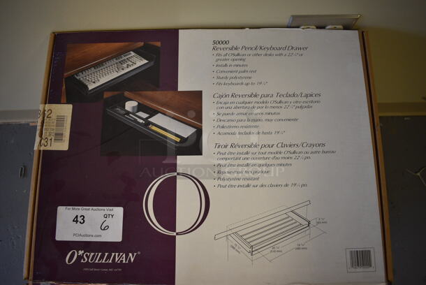 6 BRAND NEW IN BOX! O Sullivan Black Reversible Pencil Keyboard Drawer. 20.5x15.5x3. 6 Times Your Bid! (room 104) - Image 4 of 6