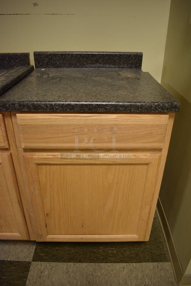 3 Various Wooden Items; 2 Cabinets w/ Countertop and 1 Missing Countertop. 26x25x39, 23x25x39, 12x13x30. 3 Times Your Bid! (room 103) - Image 2 of 10