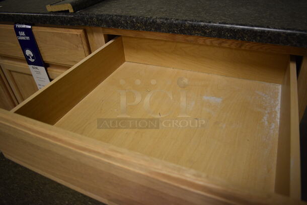 3 Various Wooden Items; 2 Cabinets w/ Countertop and 1 Missing Countertop. 26x25x39, 23x25x39, 12x13x30. 3 Times Your Bid! (room 103) - Image 7 of 10