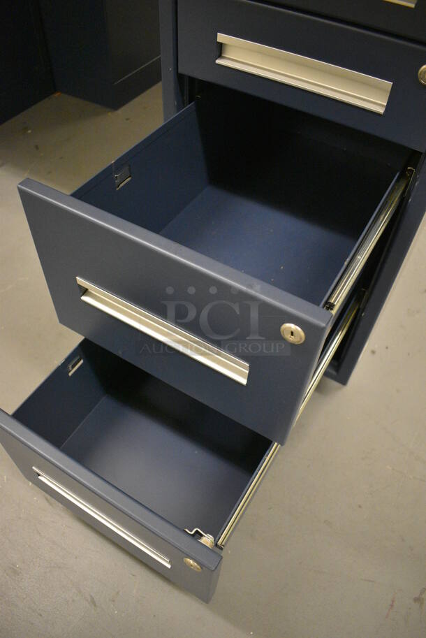 Butcher Block Tabletop on Metal Four Drawer Cabinet. 96x30x37. (south basement 017) - Image 5 of 6