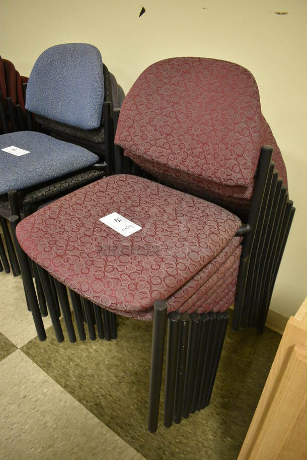 8 Maroon Patterned Chairs on Black Legs. 19x18x32. 8 Times Your Bid! (room 103) - Image 2 of 4