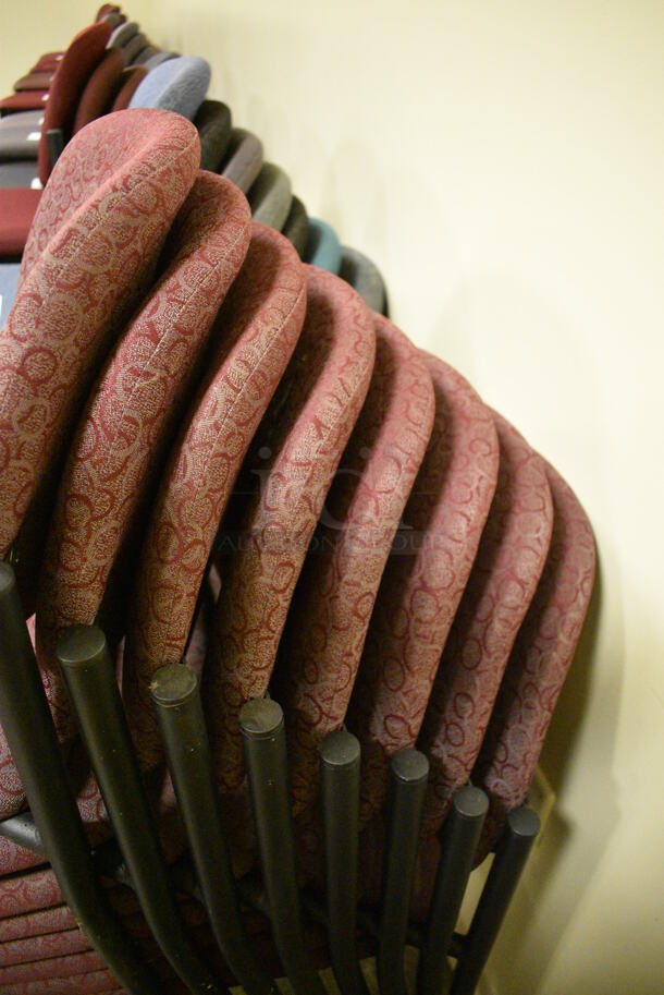 8 Maroon Patterned Chairs on Black Legs. 19x18x32. 8 Times Your Bid! (room 103) - Image 3 of 4