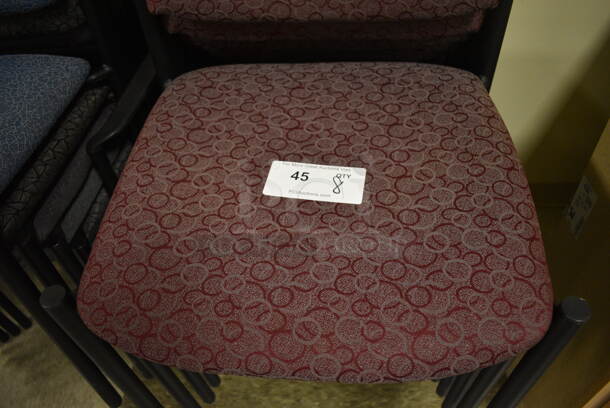 8 Maroon Patterned Chairs on Black Legs. 19x18x32. 8 Times Your Bid! (room 103) - Image 4 of 4