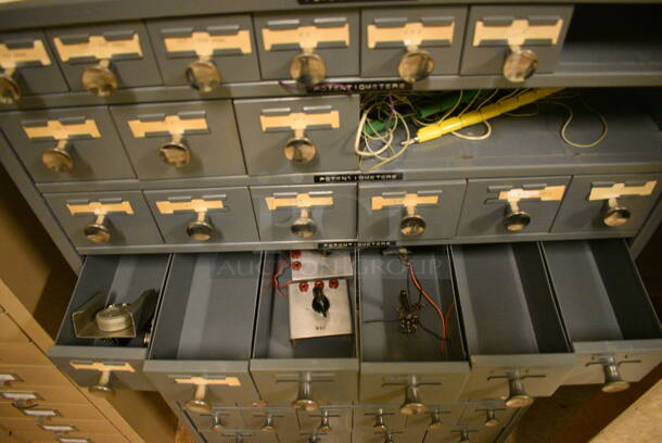 Gray Metal 19 Drawer Filing Cabinet w/ Contents. BUYER MUST REMOVE: Give Yourself Ample Time To Remove This Item on Pick Up Day. 25.5x10.5x43.5. (room 108a) - Image 8 of 11