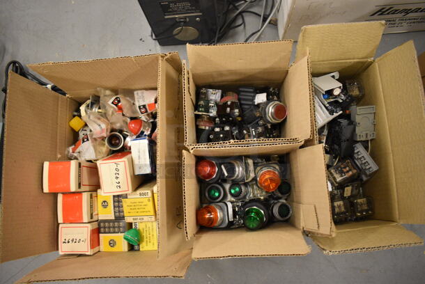 ALL ONE MONEY! Lot of 4 Boxes of Various Items Including Lights! (south basement 019)