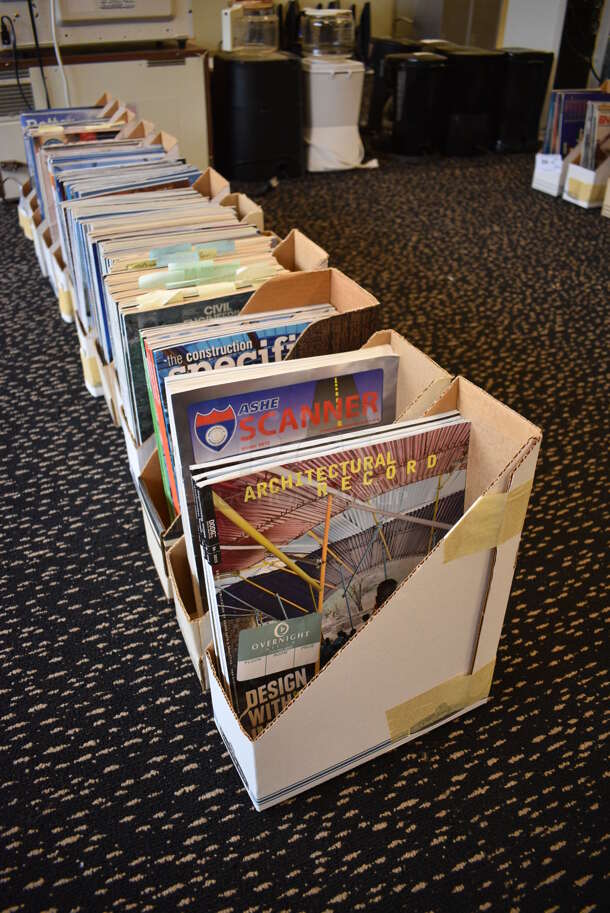 ALL ONE MONEY! Lot of 13 Boxes of Various Magazines Including Civil Engineering and Architectural Record. (room 204)