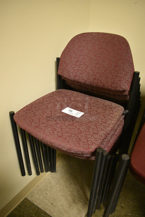 8 Maroon Patterned Chairs on Black Legs. 19x18x32. 8 Times Your Bid! (room 103) - Image 2 of 4