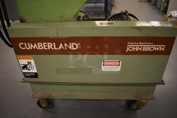 John Brown Plastics Machinery Cumberland Green Metal Floor Style Wood Chipper on Casters. 230 Volts, 3 Phase. BUYER MUST REMOVE: Give Yourself Ample Time To Remove This Item on Pick Up Day. 25x50x56. (south basement 019) - Image 3 of 10