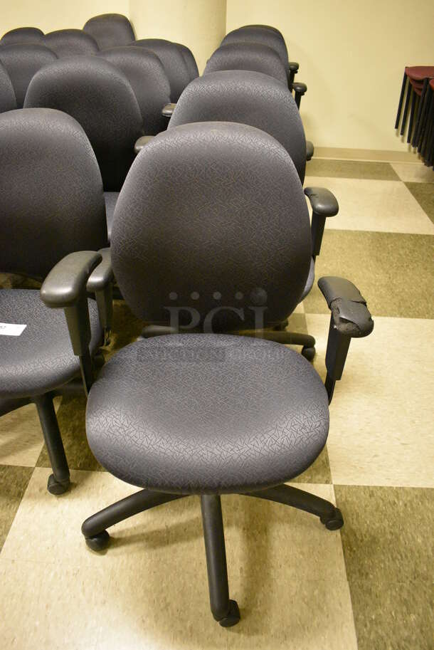 11 Office Chairs w/ Arm Rests on Casters. 24x21x40. 11 Times Your Bid! (room 103)
